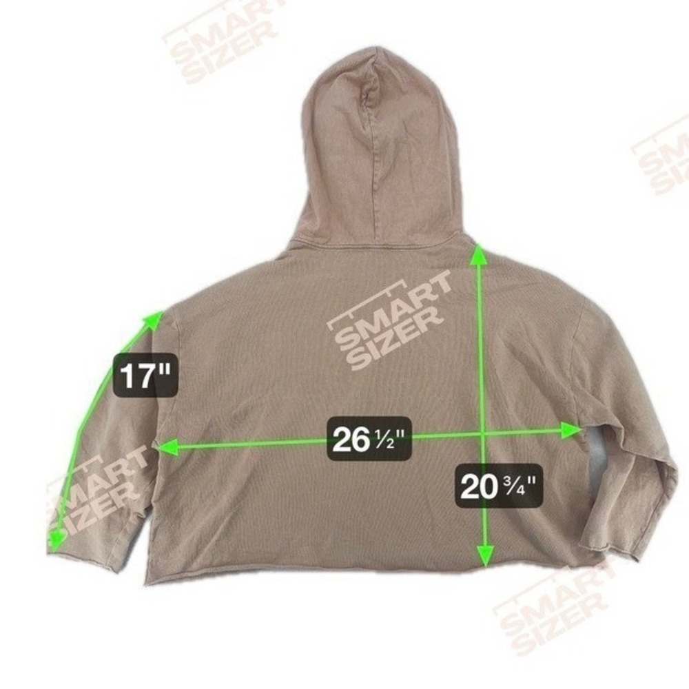 Zara Cropped‎ Hoodie Tan Beige Pullover Sweatshirt Size Small - Picture 3 of 15